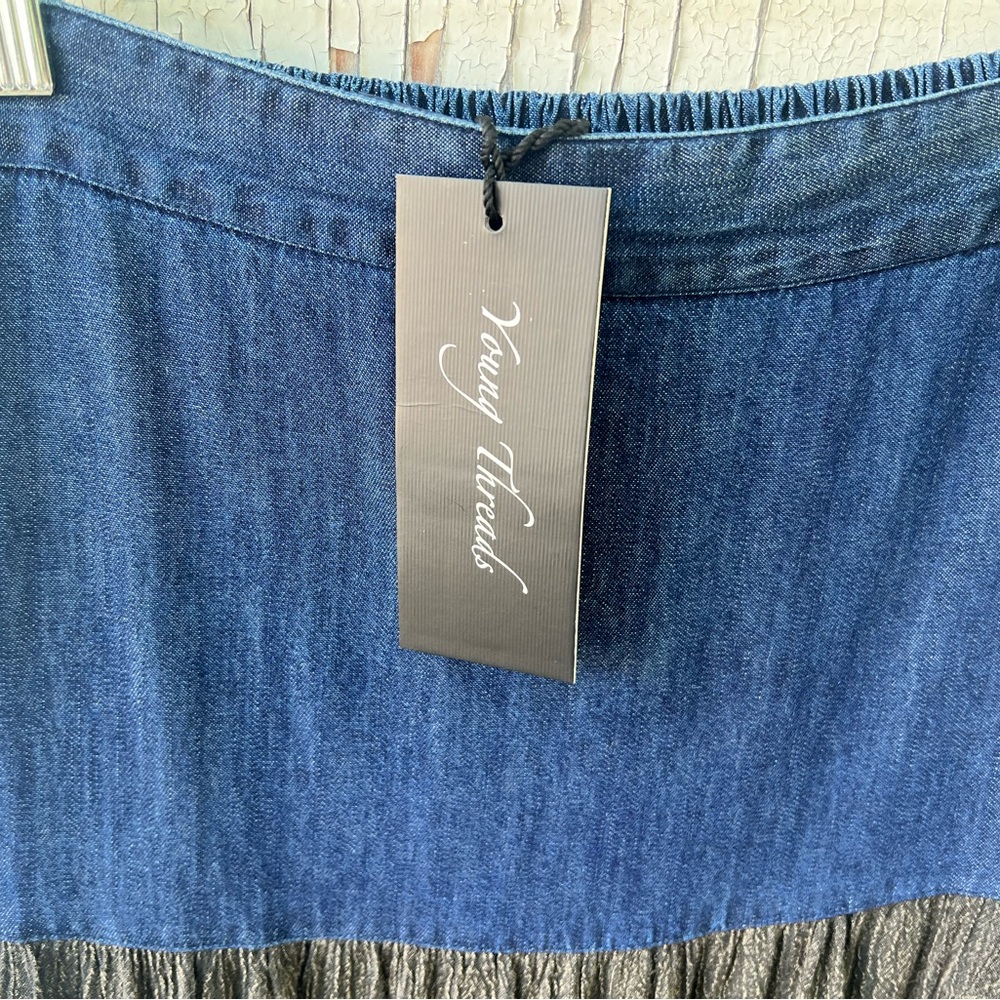 Young Threads Boho Prairie Skirt Soft Tiered Denim - Picture 5 of 6